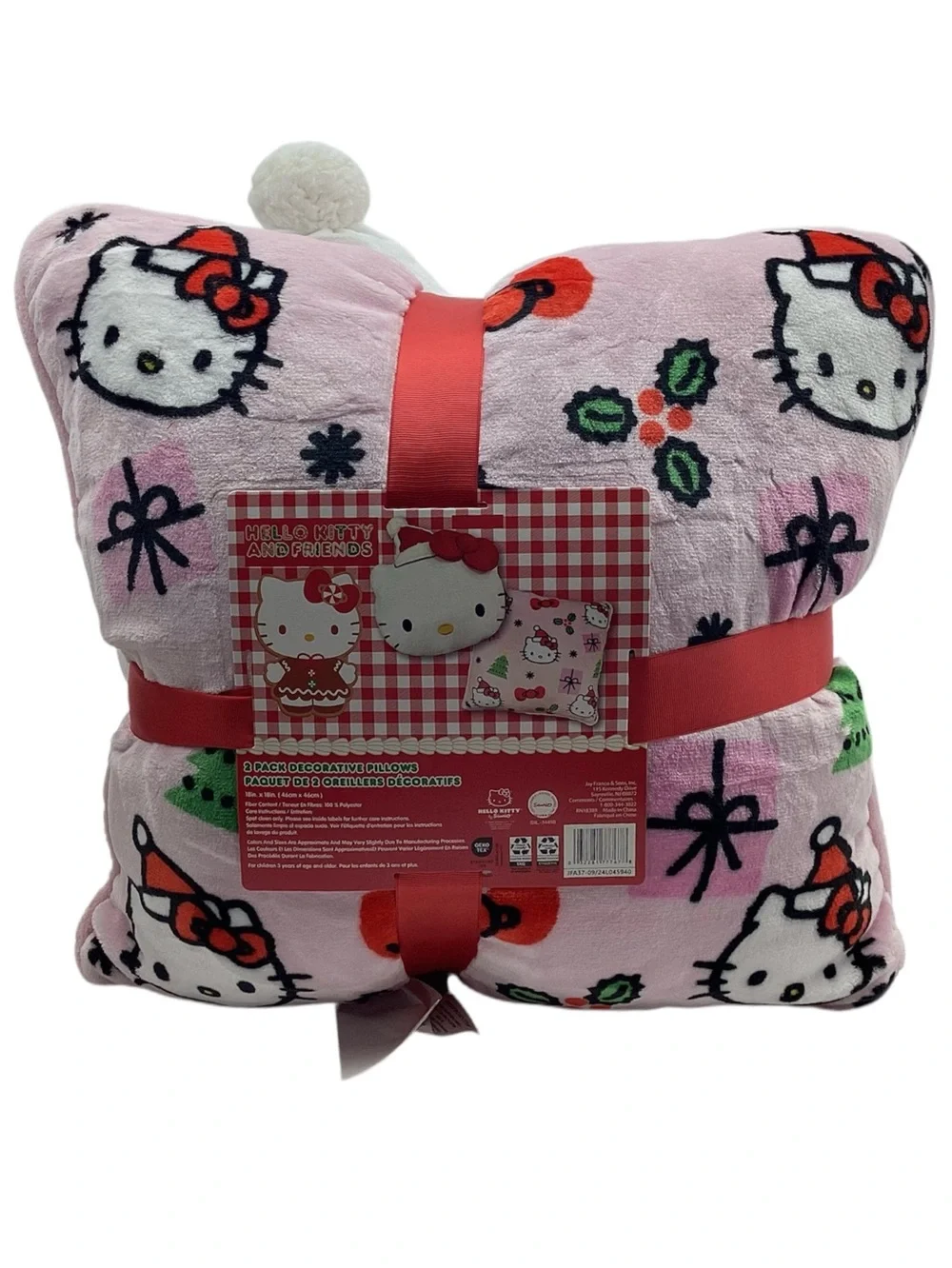 Hello Kitty Sanrio 2 pk. Square Pillow with Shaped Head Pillow Set (NWT)